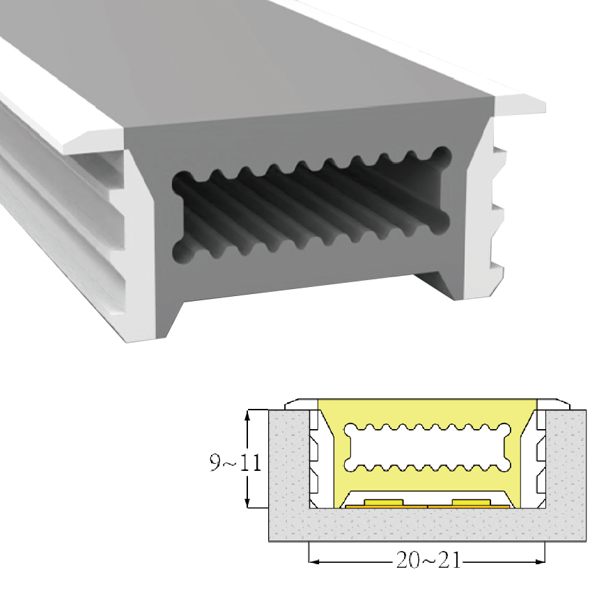 Silicone LED Light Channel Diffuser White Edge Without Bottom 120° Top Emitting 20*10mm Silicone LED Light Channel Diffuser White Edge Without Bottom 120° Top Emitting 20*10mm